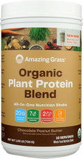 Amazing Grass Organic Plant Protein Blend: Vegan Protein Powder New Protein Superfood Formula All-In-One Nutrition Shake With Beet Root Original 18 Servings (Chocolate Peanut Butter)