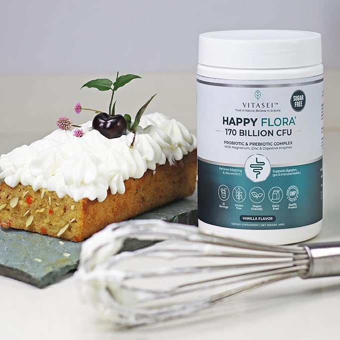 VITASEI Happy Flora Probiotic &amp Prebiotic Complex with Magnesium and Zinc - 16 oz