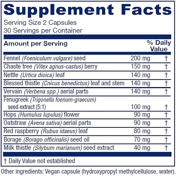 Vitanica Lactation Blend Lactation Supplement Breastfeeding Support Increase Breast Milk Supply and Flow Organic Fennel Milk Thistle Fenugreek Seed and More Non-GMO Vegan 60 Capsules