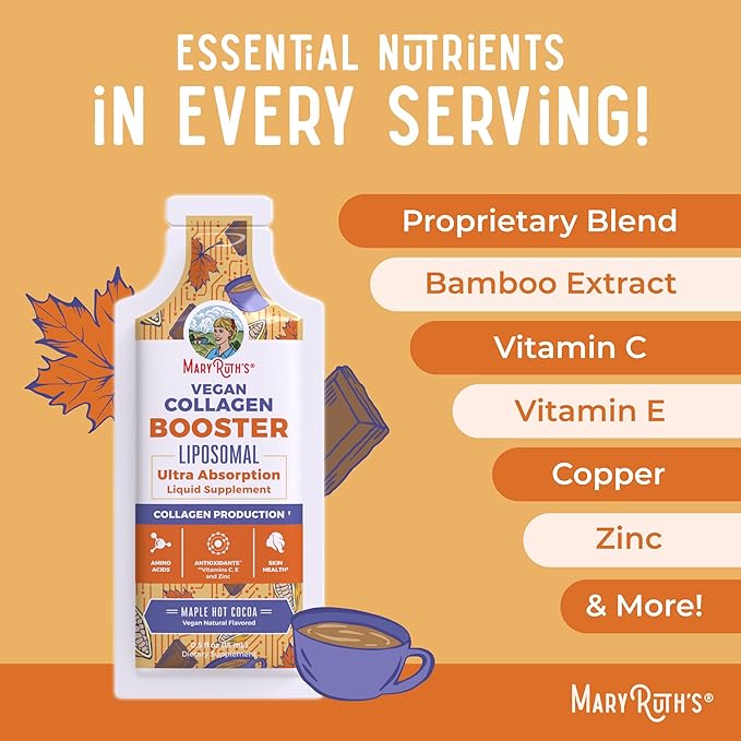MaryRuth Organics Collagen Booster Liposomal | Sugar Free | Liquid Collagen Booster with VIT C E ZincCopper&ampSilica | Skin Care&ampJoint Support Supplement | Vegan | Non-GMO | Gluten Free | 14