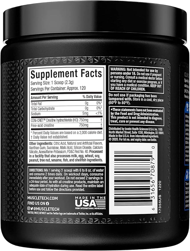 MuscleTech Cell-Tech Creactor - Creatine HCl Formula - Muscle Builder for Men &amp Women - Creatine HCl + Free-Acid Creatine Supplements - Fruit Punch Extreme 120 Servings