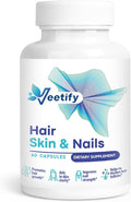 Hair Skin and Nails Vitamins – Biotin + Fo-Ti Bamboo &amp Horsetail Extracts + PABA – Herbal Beauty Complex for Hair Growth Radiant Skin &amp Strong Nails – 60 Vegan Capsules