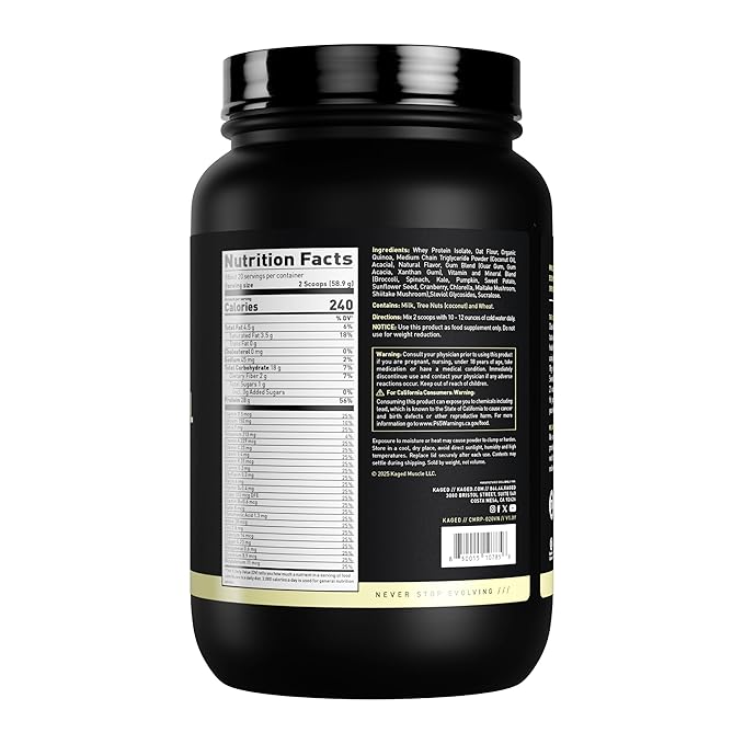 Kaged Clean Meal Powder | Vanilla Cake | Meal Replacement Shake | Whey Protein Isolate | Clean Carbs MCT Oil Fats Organic Vitamins and Minerals | Supplements for Men &amp Women | 20 Servings
