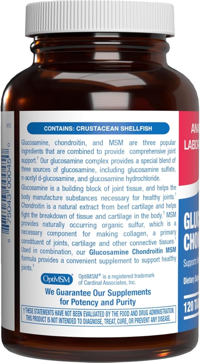 High Absorption Glucosamine Chondroitin MSM - Clinical Formula Bone Joint Tendon and Ligament Supplement with MSM Glucosamine Chondroitin - Non-GMO Gluten Free &amp Made in The USA - 120 Servings