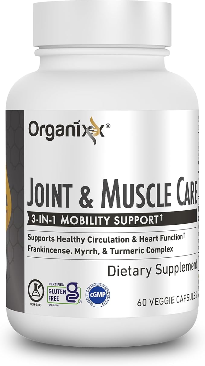 Organixx Clean Sourced Collagens (20 Serv) &amp Joint &amp Muscle Care (60 Caps) Bundle Collagen Protein plus Organic Turmeric Frankincense &amp Myrrh Supports Joint Skin Hair &amp Immune Hea