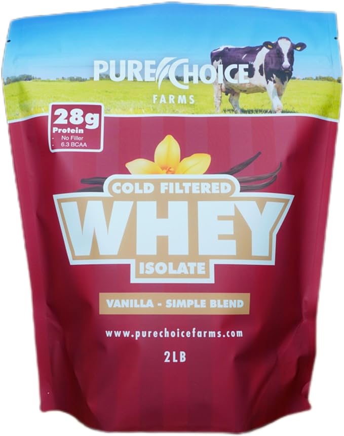 Pure Choice Vanilla Whey Protein Isolate Powder 28g Protein Undenatured Whey 3 Ingredients No Fillers or Artificial Sweeteners (Vanilla 12oz)