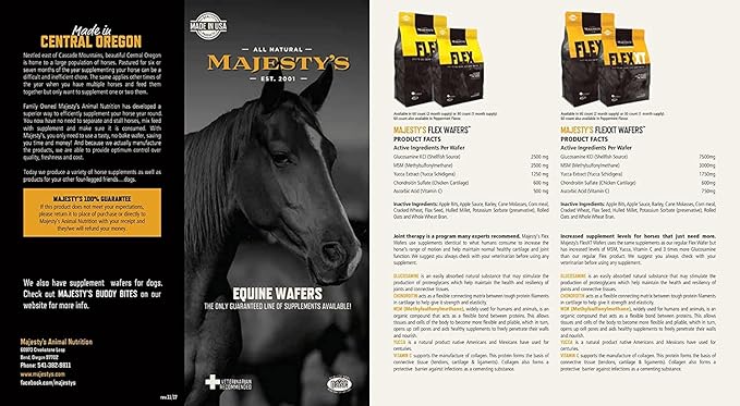 Majesty's Flex Wafers - Superior Horse/Equine Joint Support Supplement - Glucosamine MSM Chondroitin Yucca Vitamin C (Peppermint 60 Count)