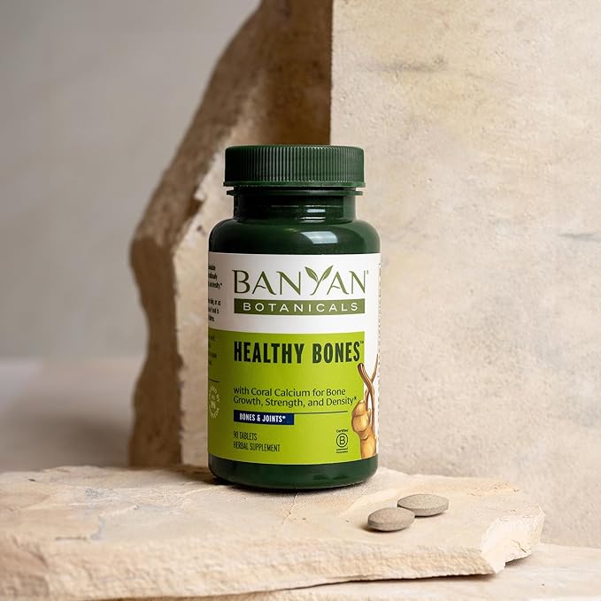 Banyan Botanicals Organic Healthy Bones – Ethical Coral Calcium &amp Bone Density Supplement – with Ashwagandha &amp Arjuna for Skeletal Strength &amp Joint Support – 90 Tablets – Non-GMO