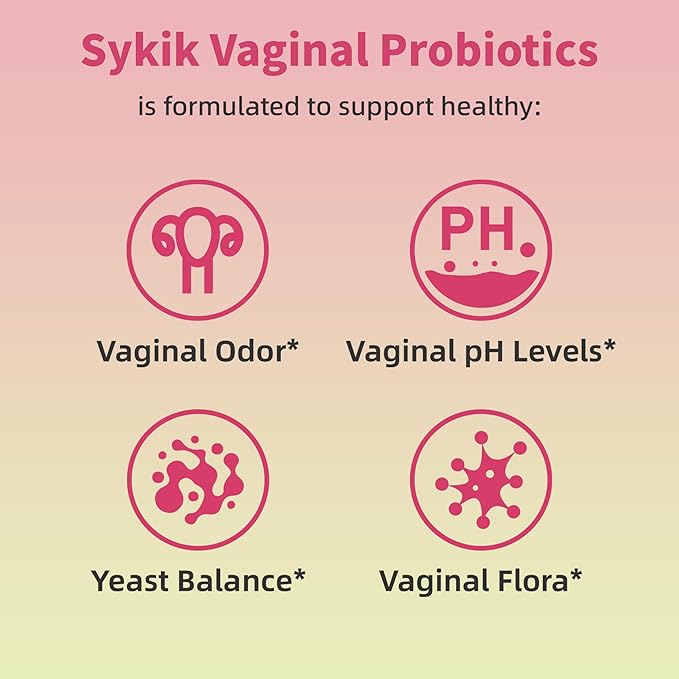 Sykik Women's Vaginal Probiotics with Prebiotics &amp Lactobacillus Blend pH Balance 60 Count