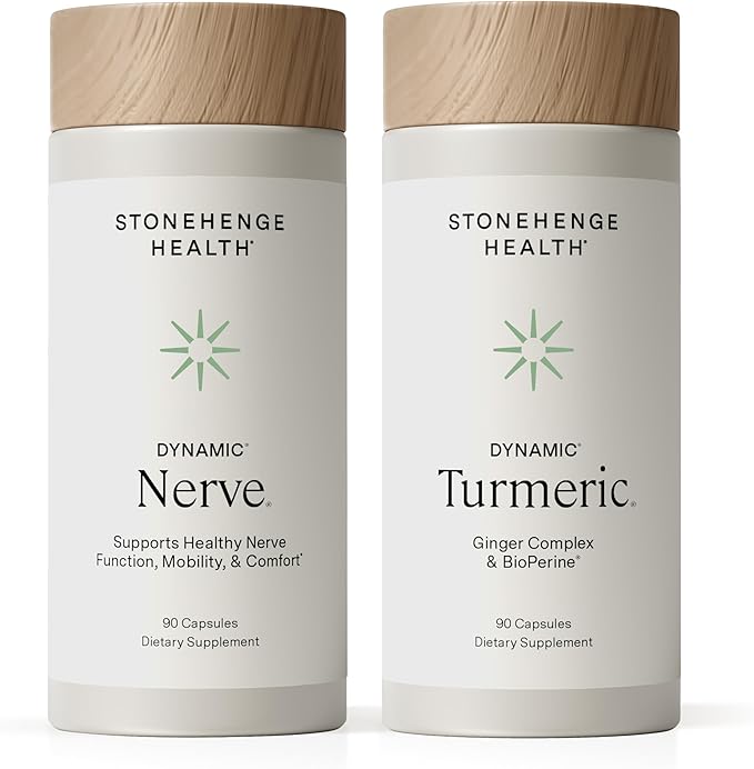 Stonehenge Health Dynamic Nerve + Dynamic Turmeric Bundle Supplements to Support Comfort Tingling Numbness Burning