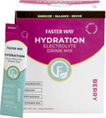 Faster Way - Hydration - Electrolyte Drink Mix - with Apple Cider Vinegar Choline Probiotics &amp Natural B Vitamins - Energize &amp Revive - Powder Packets - Zero Sugars - Gluten Free - Berry - 3