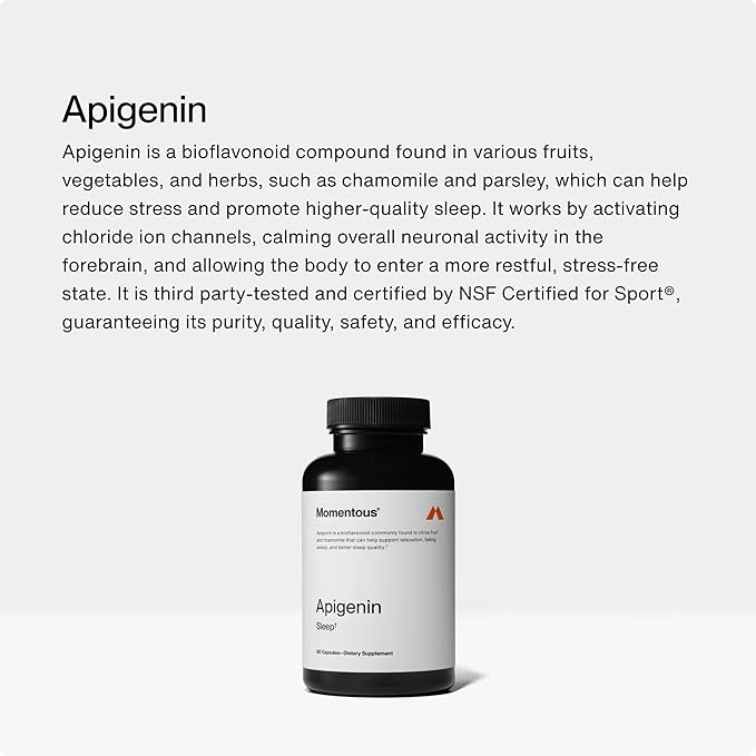 Momentous Magtein Magnesium L-Threonate 145mg Apigenin Supplement &amp L-Theanine Supplement - Supports Cognitive Function &amp Promotes Rest Relaxation &amp Focus - NSF Certified GMO-Free Gl