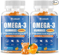Vegan Omega-3 Gummies 1000mg from Algae Oil (DHA 460mg &amp EPA 230mg) Omega 3 Fish Oil Alternative for Adults Plus Turmeric &amp CoQ10 for Brain Eye &amp Immune Health No Fishy Taste Sugar Fr