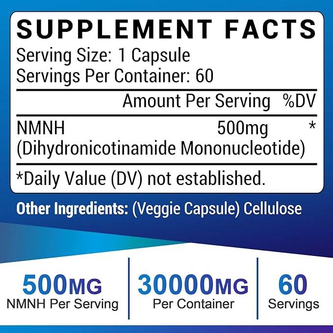 NMNH (Dihydronicotinamide Mononucleotide) NAD Supplement to Boost NAD+ Levels as We Age (May Be More Effective Than Nicotinamide Riboside) - 240 Count (240 Servings)