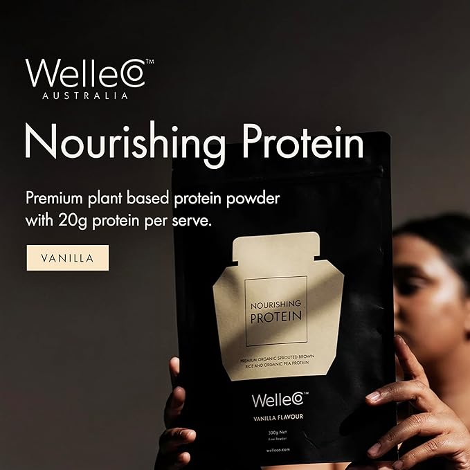 WelleCo Vegan Protein Powder Gluten Free Premium Organic Sprouted Brown Rice &amp Pea Protein Blend Low Carb &amp Dairy Free for Energy Muscle Recovery 16g Protein Per Serving Vanilla 35.2oz