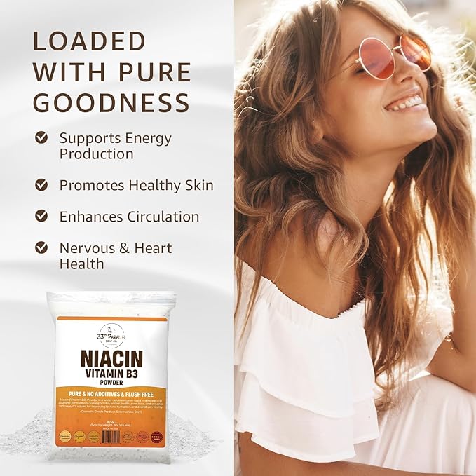Niacin Vitamin B3 Powder (1 Lbs / 16oz) | Supports Energy Healthy Skin &amp Circulation | Natural Nutrient for Supplements Skincare Serums &amp Wellness Formulations | 16 Ounces