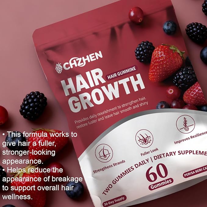 MAYLOR Hair Growth Gummies with Biotin and Collagen - Berry Flavor Daily Nutritional Supplement - Non-GMO 60 Gummies (1)