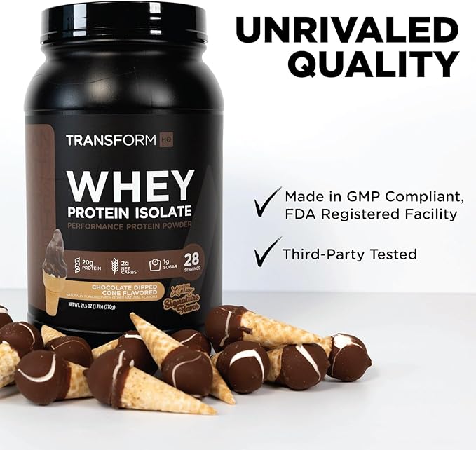 TransformHQ Whey Protein Isolate 28 Servings (Chocolate) - Perform - Gluten Free Non-GMO