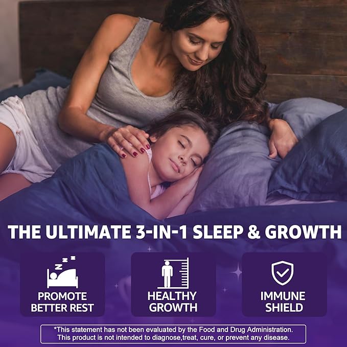 Kids Sleep Gummies - Magnesium Glycinate for Kid Melatonin Free Nighttime Gummies | with Vitamin C for Immune Calcium &amp D3 for Growth | GummieJel Liquid-Filled Melatonin Alternative 60ct