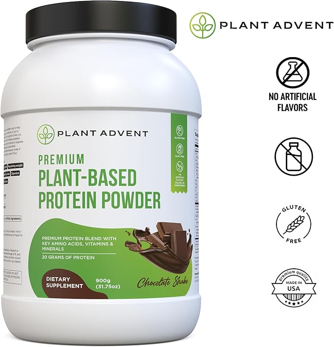 Premium Plant-Based Protein Powder - 100% Vegan No Artificial Flavors Gluten-Free and Dairy-Free (2 lbs Chocolate Shake)
