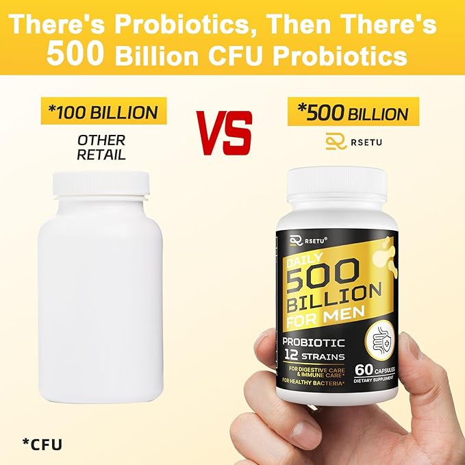 Probiotics for Men 500 Billion CFUs &amp 12 Strains Mens Probiotic with Turmeric Cranberry Goji Gut Health for Men for Digestive Health Gut Bloating &amp Gas Immune Energy Support 120-Day S