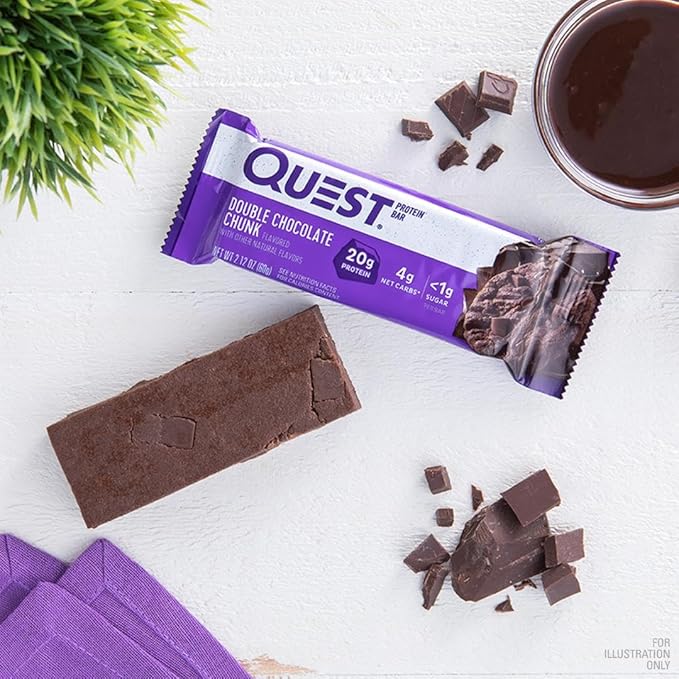 Quest Nutrition Double Chocolate Chunk Protein Bars 20g Protein Bars 1g Sugar 4g Net Carb Gluten Free Keto Friendly 12 Count