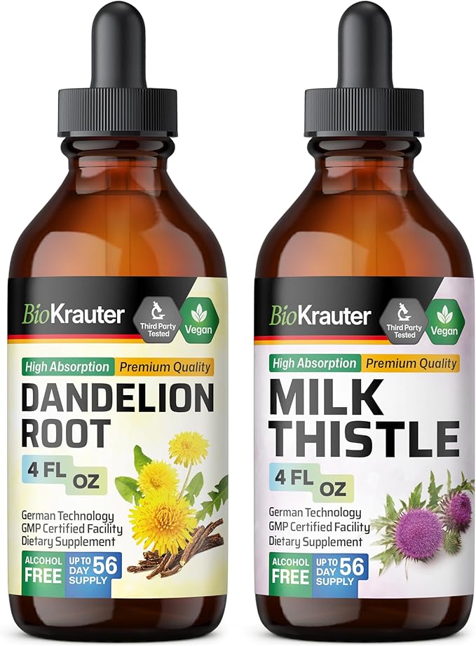 BIO KRAUTER Dandelion Tincture 4 Fl. Oz. &amp Milk Thistle Tincture Fl. Oz.