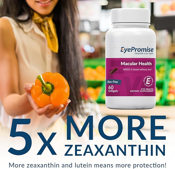 EyePromise Macular Health Eye Vitamin - 60 Softgels 30-Day Supply - Zinc-Free Eye Health Support with Zeaxanthin Lutein Vitamin C D &amp E and Omega 3 Fish Oil