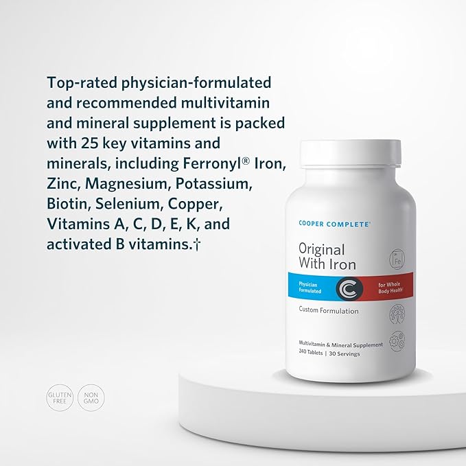 Cooper Complete - Original Multivitamin with Iron and Advanced Omega-3 - Daily Multivitamin and Mineral Supplement Plus Fish Oil Supplement - 30 Day Supply