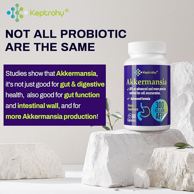 300 Billion AFU Akkermansia Probiotic for Women &amp Men Akkermansia Muciniphila for More Akkermansia Production Digestive Gut &amp Immune Gut Digestive Lining Function 120 Count
