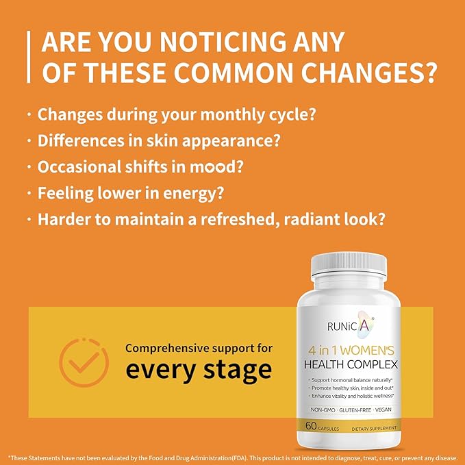 4in1 Women's Hormone &amp Beauty Complex | Menopause Relief Supplement for Hot Flashes Night Sweats &amp Mood | Soy Isoflavones Pueraria Rosehip &amp Evening Primrose - 90-Day Ultimate Supply