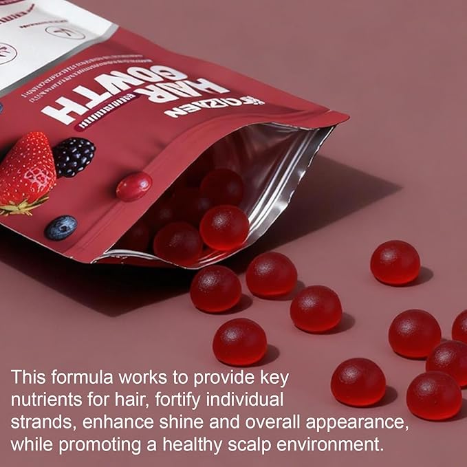 MAYLOR Hair Growth Gummies with Biotin and Collagen - Berry Flavor Daily Nutritional Supplement - Non-GMO 60 Gummies (1)