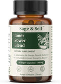 Sage &amp Self Inner Power Capsules – Adaptogen Blend with Ashwagandha Shilajit Rhodiola &amp Black Pepper – Supports Energy Resilience &amp Mental Clarity – 1400 mg per Serving – 60 Vegan Capsu