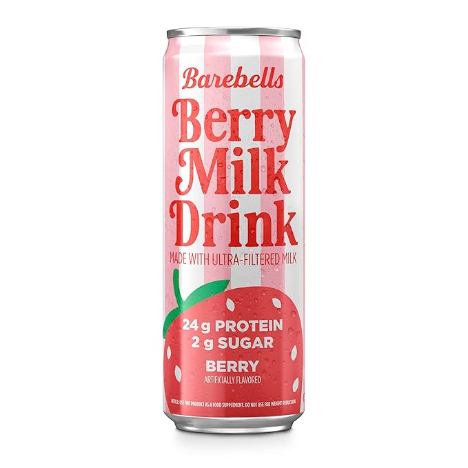 Barebells Berry Milk Drink – 24g Protein No Added Sugar High Protein Berry Shake Ultra-Filtered Milk Fruity &amp Creamy – 11.2 fl oz (330ml) 12 Count