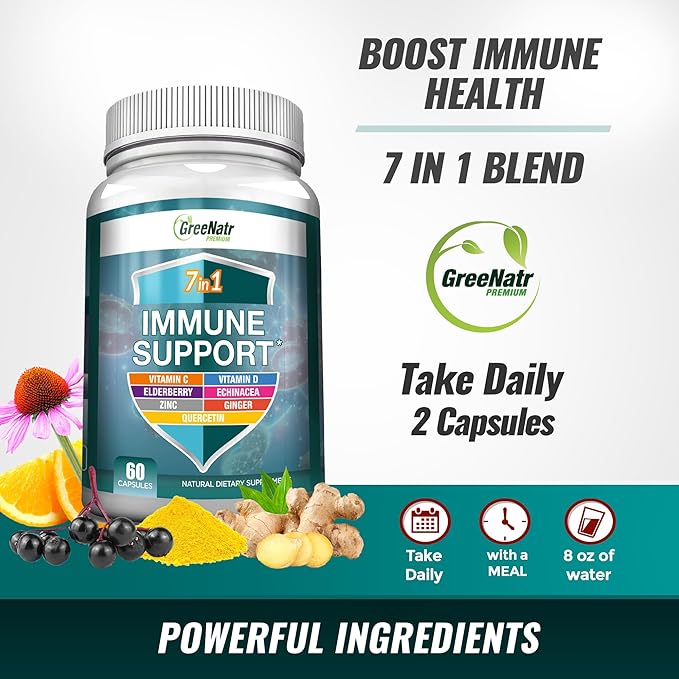 Magnesium Supplement with Glycinate Citrate Malate &amp Oxide Plus Immune Support with Vitamin C D3 Zinc 50mg Quercetin Echinacea Purpurea Sambucus Elderberry and Ginger
