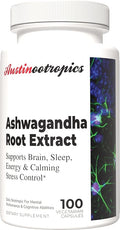 Austinootropics Ashwaganda Root Extract 500mg – Daily Adaptogen Capsules for Stress Support Mood Balance Energy &amp Focus – 100 Vegan Capsules