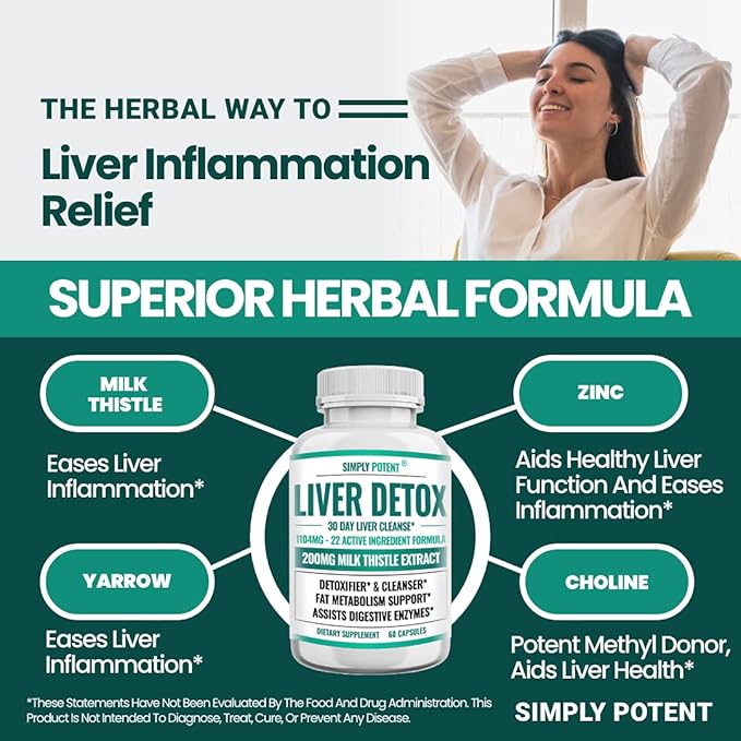 Liver Cleanse Detox &amp Repair Supplement Artichoke Extract Liver Health Formula w 22 Herbs for Liver Support Liver Detox Cleanse Pills - Milk Thistle Dandelion Turmeric Ginger Beet Zinc 60 Capsu