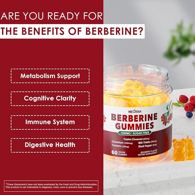2Pack Vegan Vitamin D3 5000IU K2 Gummies+ 2Pack Berberine Supplement 1500mg Gummies