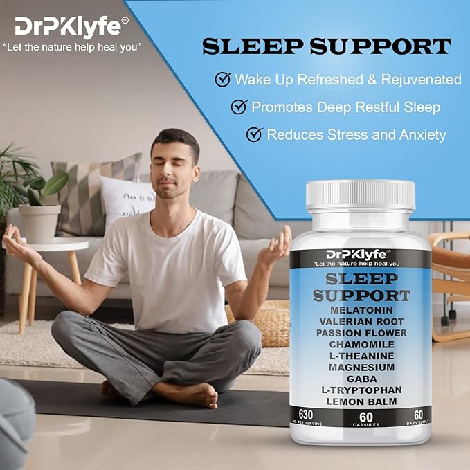 Sleep Aid: Melatonin Valerian Root Passion Flower Chamomile L-Theanine Magnesium GABA Capsules: 630mg 60 Days Supply for Men &amp Women|Natural Sleep Aid Solution