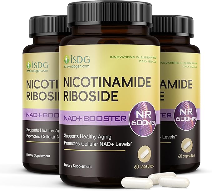 ISDG NAD+ Supplement with Nicotinamide Riboside 600 mg NR Black Pepper Extract - Supports Cellular Energy &amp Repair Vitality Healthy Aging | Max Absorption | 180 Count