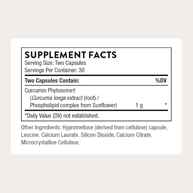 THORNE - Curcumin Phytosome 1000 mg (Meriva) - Clinically Studied High Absorption - Supports Healthy Inflammatory Response in Joints Muscles GI Tract Liver Brain &amp Nerves* - 30 Servings