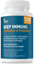 Dr. Tobias Deep Immune Probiotics &amp Prebiotics - Dual Action Digestion &amp Immune Support with PreforPro Prebiotics &amp Spore Forming Probiotics for Women &amp Men - 120 Capsules (60 Servings