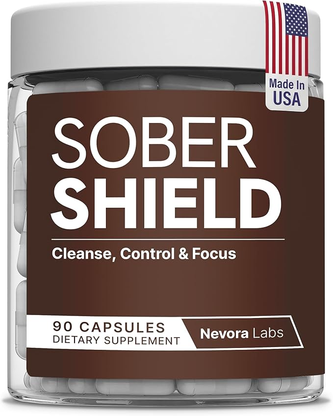 Sober Shield | All-in-One Detox &amp Craving Support – Focus Mood &amp Motivation Support for Quitting Bad Habits – Full Body Detox Cleanse – Anti Alcohol Supplement &amp More – 90 Capsules