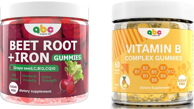 Vitamin B Complex Gummies for Adult Kid-Pineapple Flavor-Chewable Supplement Beet Root Gummies 3000MG-Red Beets Chewables with Beetroot