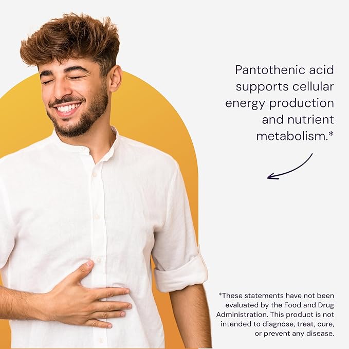 Healthy Origins Premium Vitamin B5 Pantothenic Acid 500 mg Vegan Capsules High Strength Energy Boost and Metabolism Support Tiredness &amp Fatigue Acne Supplement for Skin Care White 240 Count
