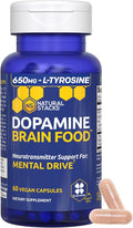 NATURAL STACKS Dopamine Brain Food - 650mg L-Tyrosine Supplement - Dopamine Supplement for Focus &amp Mental Drive - Supports Mental Energy - Neurotransmitter Support with B Vitamins - 60 Capsules