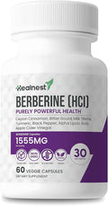 Berberine HCl 500 mg with Ceylon Cinnamon Turmeric Milk Thistle Bitter Gourd &amp Alpha Lipoic Acid - Non-GMO Gluten Free Vegan Capsules - 60 Count