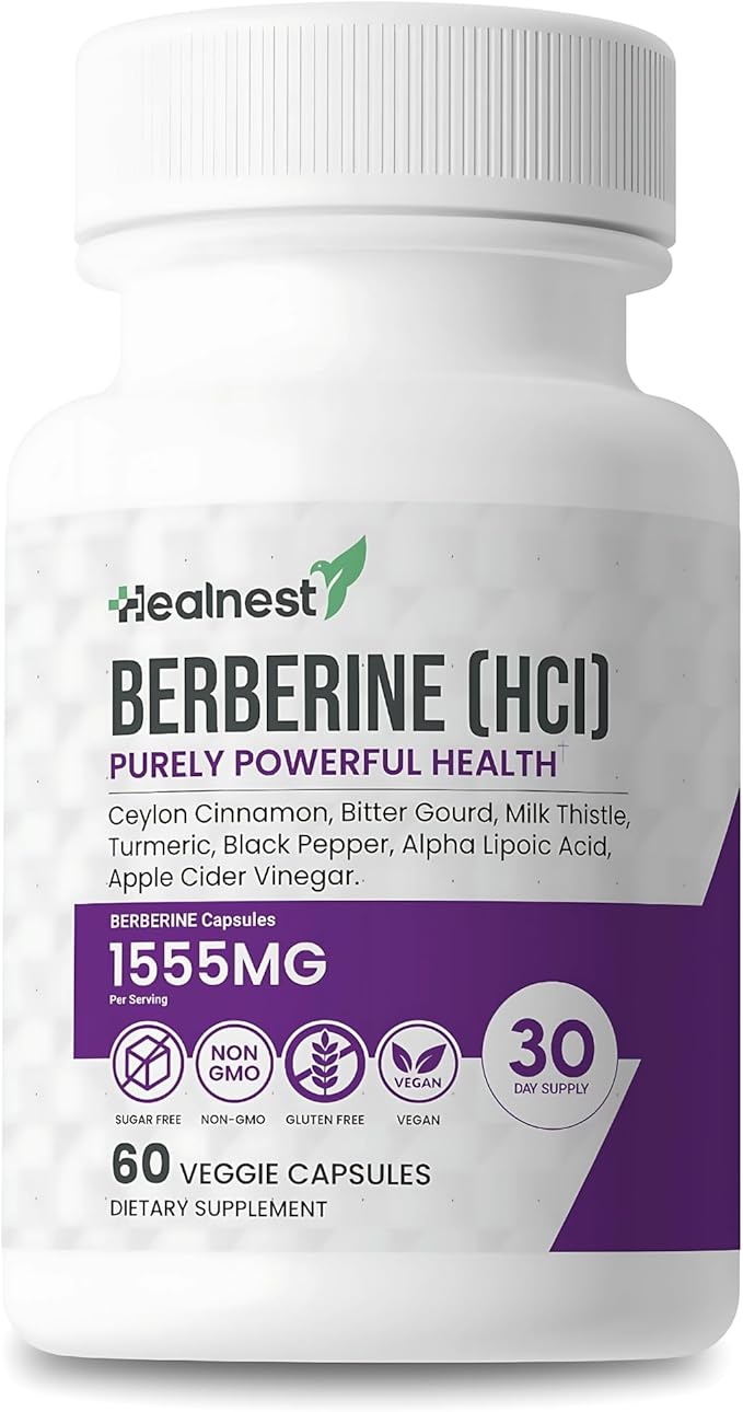 Berberine HCl 500 mg with Ceylon Cinnamon Turmeric Milk Thistle Bitter Gourd &amp Alpha Lipoic Acid - Non-GMO Gluten Free Vegan Capsules - 60 Count