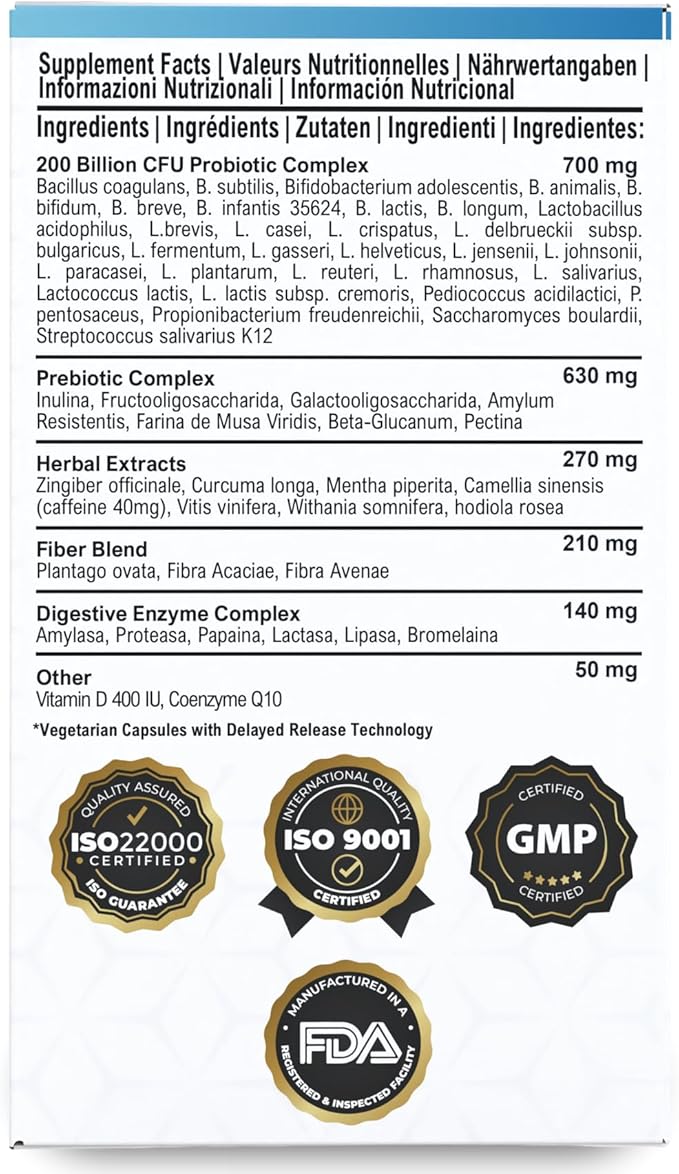 BioticShield™ Probiotic for Women &amp Men - 200 Billion CFU 31 Strains + Prebiotics &amp Digestive Enzymes | Gut Digestive &amp Immune Health Support | Helps with Occasional Gas &amp Bloating