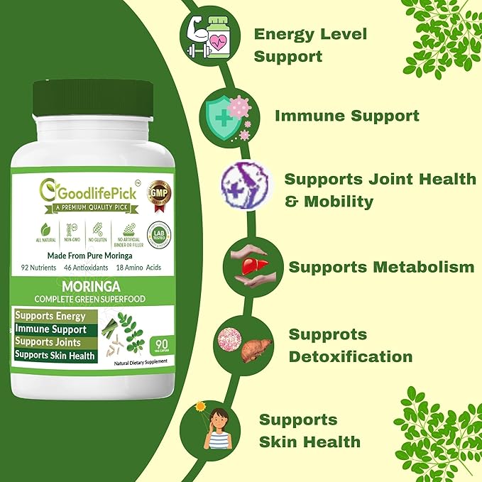 Turmeric Curcumin &amp Moringa Pack of 2. Turmeric with Ginger 95% Standardized Curcuminoids &amp Black Pepper + Pure Moringa Oleifera 90 + 90 Capsules. All Natural Non-GMO Vegan No Filler No S